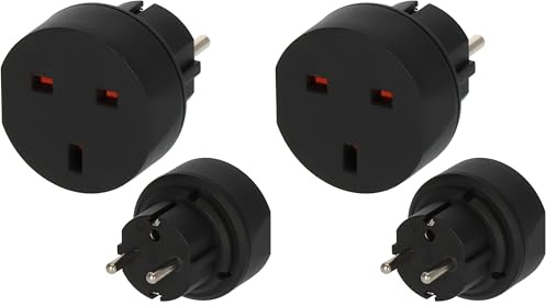 Brennenstuhl Adaptador de Enchufe de Viaje para GB/Enchufe britanico (Adaptador para enchufar Dispositivos inglés en en el Sistema de Conector de Tierra) Negro (Paquete de 2)