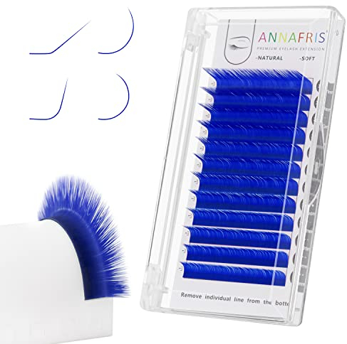 ANNAFRIS Farbige Wimpernverlängerung Blau 0.07 L 8-15mm Mix Einzelne Wimpern Extensions Volumen Wimpern Bunte Individuelle Wimpern Klassische(BLUE 0.07-L Mix)