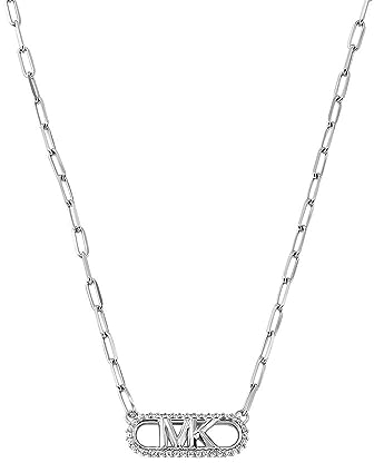 Michael Kors Damen Premium Kors MK Sterling Silber Pavé Empire Link Anhänger Halskette, MKC1655CZ040