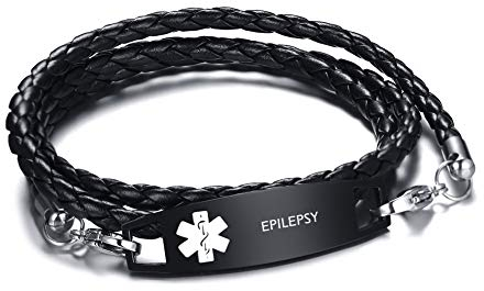 XUANPAI Personalisierte Kundenspezifische Edelstahl 3 Schichten Handgemachtes Weben PU Armband Medizinischer Alarm Notfall ID Armband für Unisex