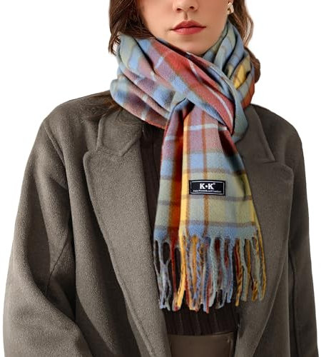 ECOMBOS Damenschal für den Winter, schottisches Schottenkaro, warme karierte Decke, Schals, Geschenke für Frauen, blau, One size