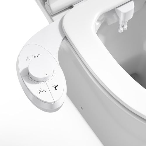 SenDeluz Pulvérisateur Bidet non électrique, Bouton poussoir réglable Toilette Japonaise pour eau froid de toilette bidet Abattant WC Alle De Bain avec Double Buses rétractables autonettoyantes
