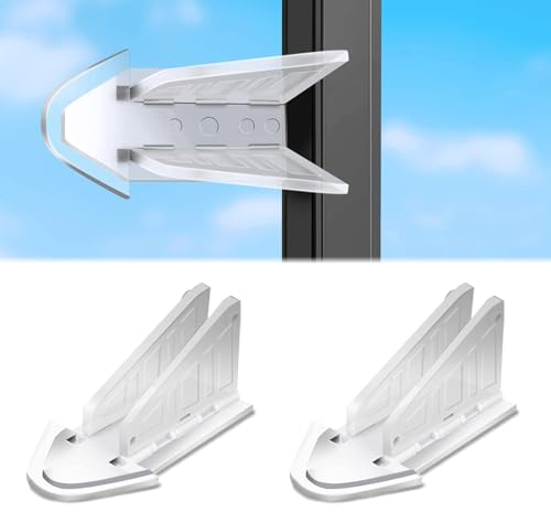 VIDSTW Tope de Seguridad para Ventanas Correderas Blanco, 2 Piezas Seguro Puertas Bebe, Seguridad Puertas Niños, No Requiere Perforación, para Protección de Seguridad Del Hogar