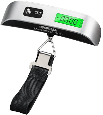 GRIFEMA GA2005 Digital Luggage Weight Scales, 110Lb/50kg, Suitcase Weighing Scales, Case/Baggage Weighing Scales, with Tare Function, Lightweight for Travel