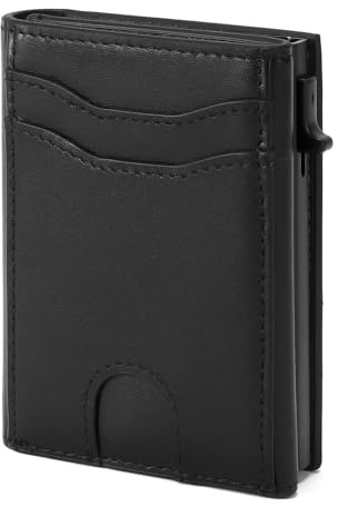 SENDEFN Geldbörse Herren aus Leder | Portmonee mit RFID-Schutz | Aluminium Kreditkartenetui Herren mit Magnetverschluss | Slim Wallet Kartenhalter | Kleine-Brieftaschen