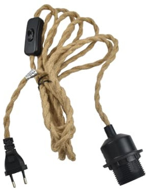 B·LED BARCELONA LED - Casquillo E27 con cable de yute trenzado, interruptor y enchufe