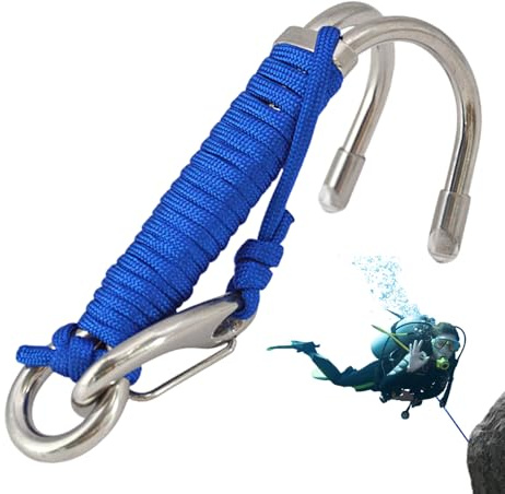 Rurunklee Ganchos para Buceo en Cuevas, Ganchos para arrecifes de Buceo,Ganchos de Buceo de Doble Gancho de Acero Inoxidable | Equipo de Seguridad, diseño de Junta tórica, Cuerda de Seguridad