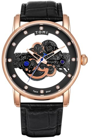 CIVO Herren Uhren Leder Männer: Analog Quarz Wasserdicht Diamant Roségold - Design Sport Outdoor Business Geschenk