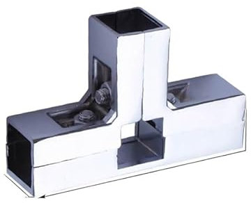 1 x Vierkantrohr-/Rohrverbinder for 25 x 25 mm Edelstahlrohr/-rohr, Vierkantrohr-Flansch, Kleiderständer/Schrankrahmen-Zubehör(Shape T)