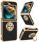 Fingic for Samsung Galaxy Z Flip 6 Case[with 360° Rotatable Ring Holder][Support Magnetic Car Mount]Shiny Plating Gold Slim Thin Soft TPU Shockproof Case for Samsung Z Flip 6 for Women Men,6.7”,Black