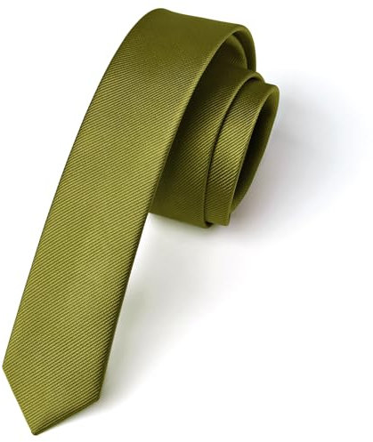 Enlision Krawatte Olivgrün Schmal Seide Krawatten für Herren Einfarbig Schlips Grün Hochzeit Party Krawatte 4cm Formelle Elegante Business