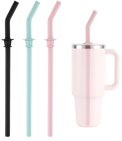 3stk Ersatzstrohhalme für Hydro Flask Travel Tumbler 40oz, BPA-Frei Wiederverwendbare Silikon-Trinkhalme für Hydro Flask-Wasserflasche Zubehör (Schwarz, Pink und Blau)