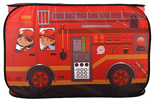 Kinderzelt, Faltbares Popup-Schnellaufbau, Unabhängiges Offenes Raumzelt für Atmungsaktiven Tüll (Feuerwehrauto)