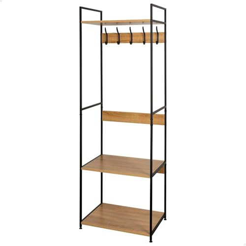 AKTIVE MAX Home Zapatero Entrada recibidor y Perchero de pie, 5 Ganchos y 3 estantes, 60 x 40 x 175 cm, Estilo Industrial, Patas nivelables, Recibidores, Estantería, Zapateros (18432)