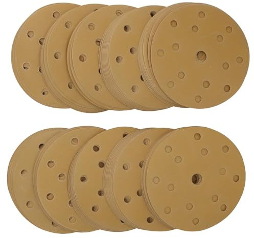 Lot de 100 disques abrasifs en oxyde d'aluminium 150 mm Grain 500 15 trous Crochet + boucle