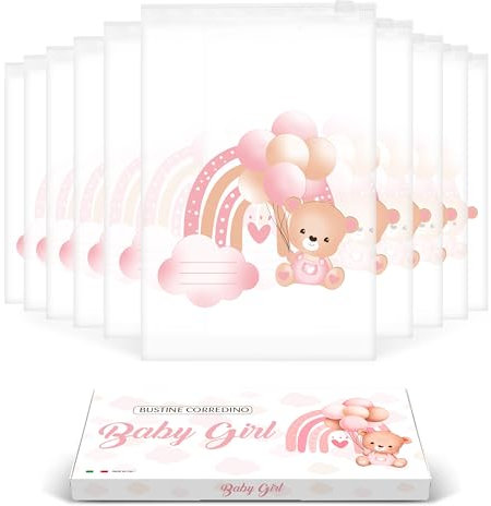 10 Bustine Corredino Neonato Ospedale per Nascita - Sacchetti per Borsa Parto Mamma e Cambio Asilo - Buste Corredo Trasparenti Antipolvere per Neonati - Made in Italy