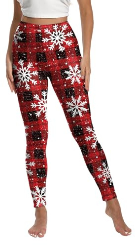 Flaminet Leichte Weihnachts-Leggings für Damen und Mädchen, bedruckte Yogahose, Weihnachtsmann, Festtagsstrumpfhose, Leggins, Übergröße
