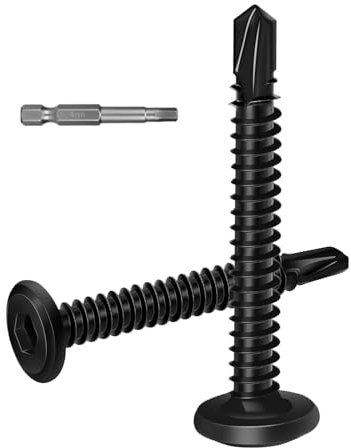 Dayalo Lot de 50 vis autotaraudeuses en acier inoxydable 5,5 x 50 mm Vis autoforeuses à tête plate à six pans creux Noir avec embout