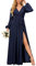 HPPEE Navy Blue Bridesmaid Dresses Long Sleeve for Wedding with Slit Plus Size Chiffon Formal Dresses for Women UK24