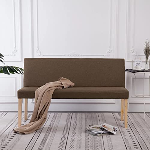 Myheimly Sitzbank mit Rückenlehne 139,5cm Klassisch Polsterbank Esszimmerbank Wartebank Bank Küchenbank Essbank Flurbank Wohnzimmer Polyester Braun
