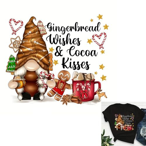 Frohe Weihnachten Lebkuchenmann Snata Bügelbilder für T-Shirts Reiben auf Transfers Aufkleber Vinyl fertig zum Drücken Aufkleber zum Aufbügeln für T-Shirts Kleidung Hoodie DIY Handwerk