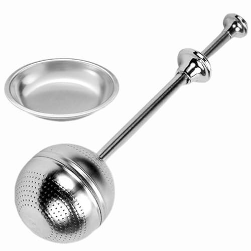 budiniao Loose Tea Steeper Ball Stainless Steel Tea Infuser with Tray Tea Strainers for Loose Tea Single Cup OXO Tea Ball