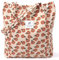FloralGrace Blumen Groß Umhängetasche Damen, Cord Schultertasche, Tote Bag, Strandtasche Cord Tasche Crossbody Tasche Shopper Tote Bag Einkaufstasche Handtasche Shopper (Orange)