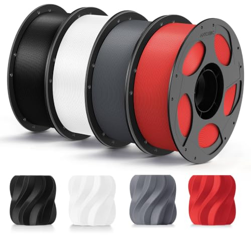 ANYCUBIC PLA+ Filament 1.75mm, 4KG Schwarz Weiß Rot Textur Grau | Hohe Schlagfestigkeit, Für den Druck funktionaler Bauteile, Einfach zu drucken