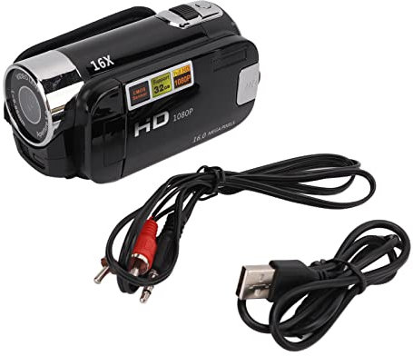 NUMNBE Video Camera Camcorder - Full HD 16X Zoom, 270° Rotating LCD Screen for Capturing Dynamic Moments (2.7 Inch, USB Interface) (Black)