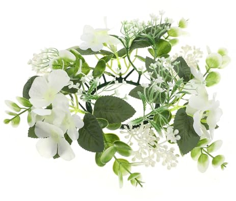 SOIMISS Realistischer Kerzenständerkranz aus Kunstblumen in Weiß Festliche Tischdekoration für Hochzeiten aus Kunststoff und Stoff Pflegeleicht und Elegant