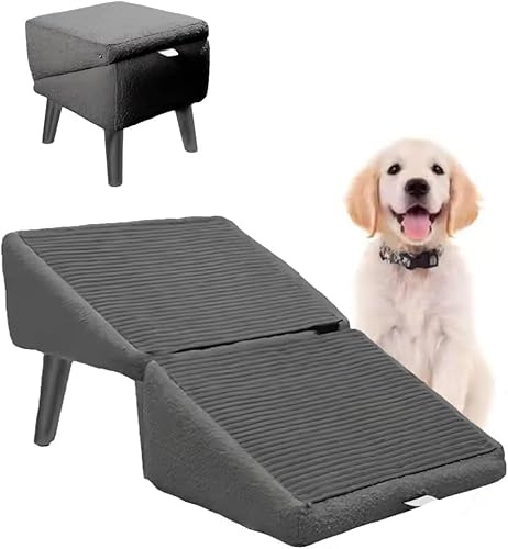 2 Stufen Hundetreppe Bett, Faltbare Hunderampe für Sofa, Rampe Hund Klappbar, Hundetreppe Auto, rutschfeste Hunderampe, Tragbare Katzentreppe, Haustiertreppe für Bett Sofa Auto,Schwarz