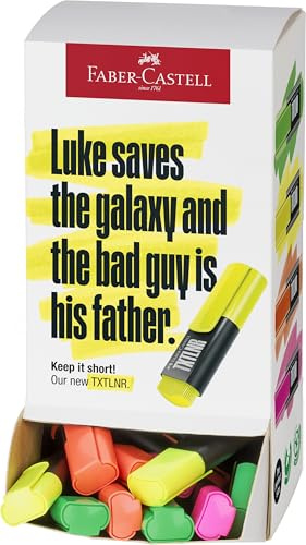 Faber-Castell - Textmarker Set TXTLNR, 60 Neon Marker | Kompakte Highlighter mit Keilspitze und 4 leuchtenden Neonfarben, Textmarker Mini für Kinder und Erwachsene