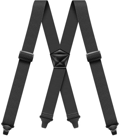 Clip Yeah Hosenträger Herren Breit 3.8cm mit 4 Kunststoffclips für Outdoor | Elastisch Hosenträger Herren Extra Stark Verstellbar Suspenders Anti-rutsch für Arbeitshose Jeans Motorradhose Skihose X-form