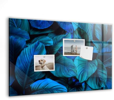 Tableau magnétique design en verre | Tableau blanc magnétique vertical ou horizontal | Parfait pour bureau, maison et cuisine - 60x40cm - Nature tropicale