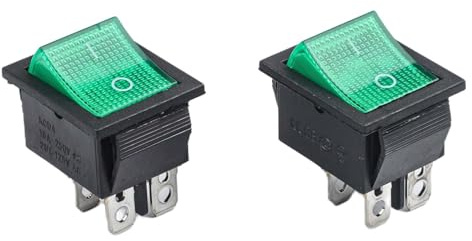 Interruptores basculantes de 4 pines KCD4 16A 250V20A 125V con 2 piezas y tamaño de 4 pines, 2 piezas hechas de plástico y metal. Estos interruptores proporcionan conexiones eléctricas estables