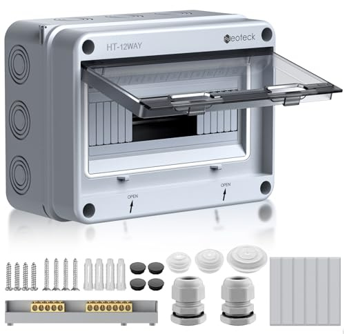 Neoteck Verteilerkasten Aufputz 1-Reihig 12 Module Sicherungskasten Aufputz IP65 Wasserdicht für Garten oder anderen Außenbereichen