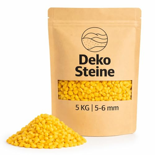 Deko-Granulat gelb als farbige Streudeko - 5 kg kleine Deko-Steine Ø 5-8 mm für Gläser, Vasen