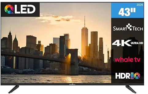 Smart Tech TV QLED 4K UHD 43 (108 cm) Smart TV Whale OS-43QH02V- Molotov, Netflix, Prime Video, Disney+ 3xHDMI - 2xUSB; Son Dolby