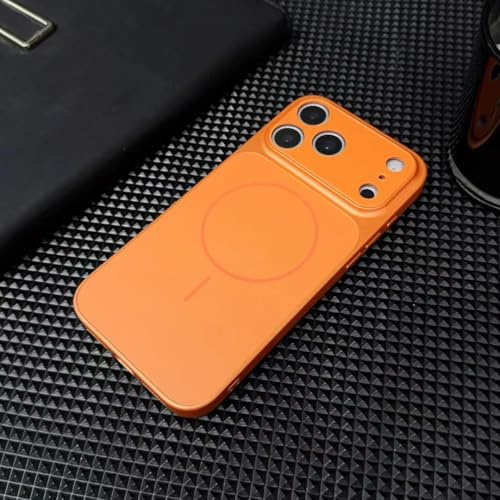 iroax Magnetic Case for iPhone 13 Pro Max, Shockproof Phone Bumper Cover, Solid Color Matte TPU Frame, Anti-Scratch Clear Back (Orange)
