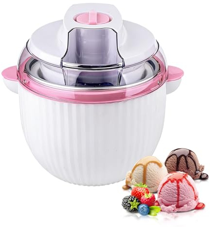 Heladera, Máquina de Helados de 1,65 L con Dos Velocidades para Preparar Helados Sorbetes Yogur Helado en 40 min Heladera 2 en 1 con Doble Aislamiento para Preparar Bebidas Frías
