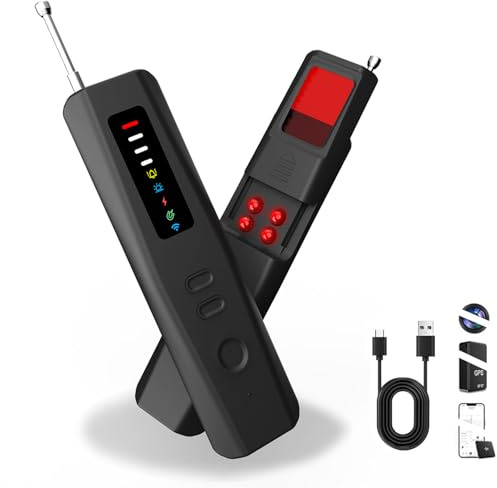 Bextgoo Detector de Camaras y Microfonos Ocultos, 6 en 1 Pro Detector de Microfonos y Camaras Ocultas, Detección Magnética, Detección IR de Visión Nocturna, Protección Antirrobo