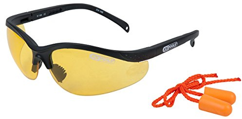 KS Tools 310.0166 Schutzbrille-gelb, mit Ohrstöpsel