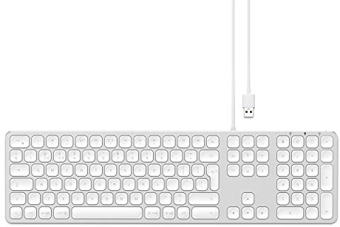 Satechi Aluminum Wired USB Keyboard with Numeric Keypad – for iMac Pro, iMac, Mac Mini, MacBook Pro/Air, Windows, PC or Laptop – Silver
