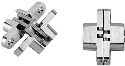 Charnière invisible à encastrer - Pour panneau d'épaisseur maxi : 25 mm - Pour panneau d'épaisseur mini : 18 mm - Largeur : 13 mm - Longueur : 44 mm - Matériau : Zamac - Décor : Zingué - POTTKER