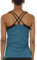icyzone Damen 2 in 1 Sport Yoga Tops mit BH - Gym Shirts Fitness Trainings Tank Top (L, Blau)