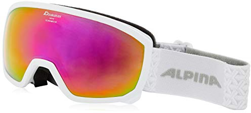 ALPINA SCARABEO JR. Q-LITE - Verspiegelte, Kontrastverstärkende OTG Skibrille Mit 100% UV-Schutz Für Kinder, white, One Size