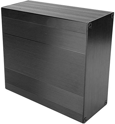 Aluminium Electronics Minibox, Leichte elektronische Gehäusebox Gebürsteter schwarzer Oxid-Split-Typ Aluminium-Kühlgehäuse Gehäuse elektronische Box für Verstärker GPS(200mm)