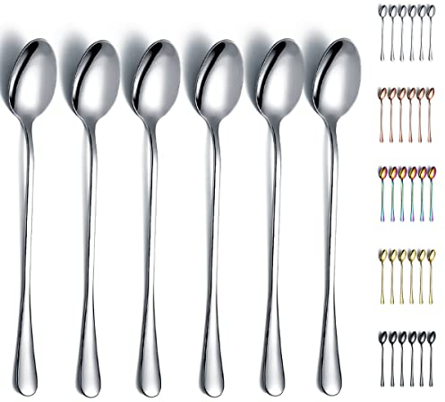 Kyraton Cucchiaio per mescolare in acciaio inossidabile, Cucchiaio per gelato, Cucchiaio per agitatore, Cucchiaio per cocktail, Cucchiaio per latte Confezione da 6