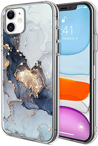 Bosdeny for iPhone 11 Case, Marble Glitter Design for Women Girls Men, Shockproof Protective Soft TPU Bumper and Hard Back Cute Personalised Phone Cover for iPhone 11 6.1 - Black