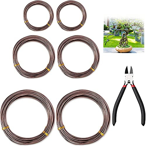 Cables de entrenamiento para árbol bonsái con cortador de alambre bonsái, 30 metros, cables de entrenamiento marrones de 1,0 mm/2,0 mm/3,0 mm (cada tamaño 10 m)